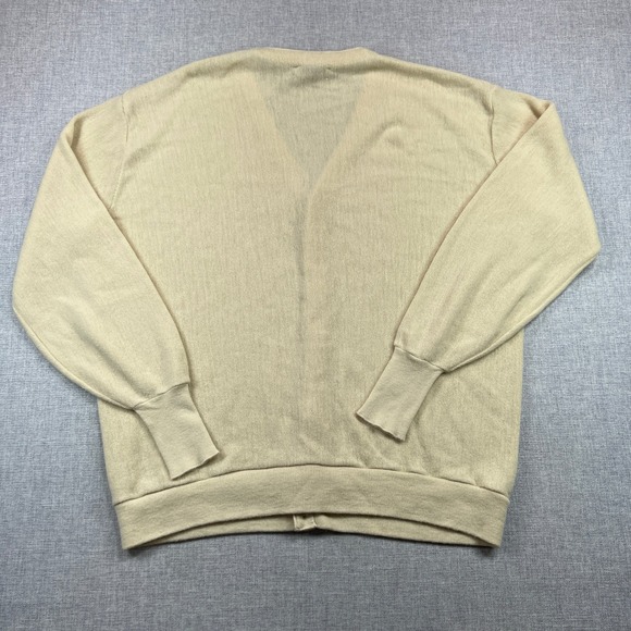 Vintage 90s Jantzen Cream Ivory Button Cardigan Sweater Men 3XL Big Made in USA - Picture 4 of 9